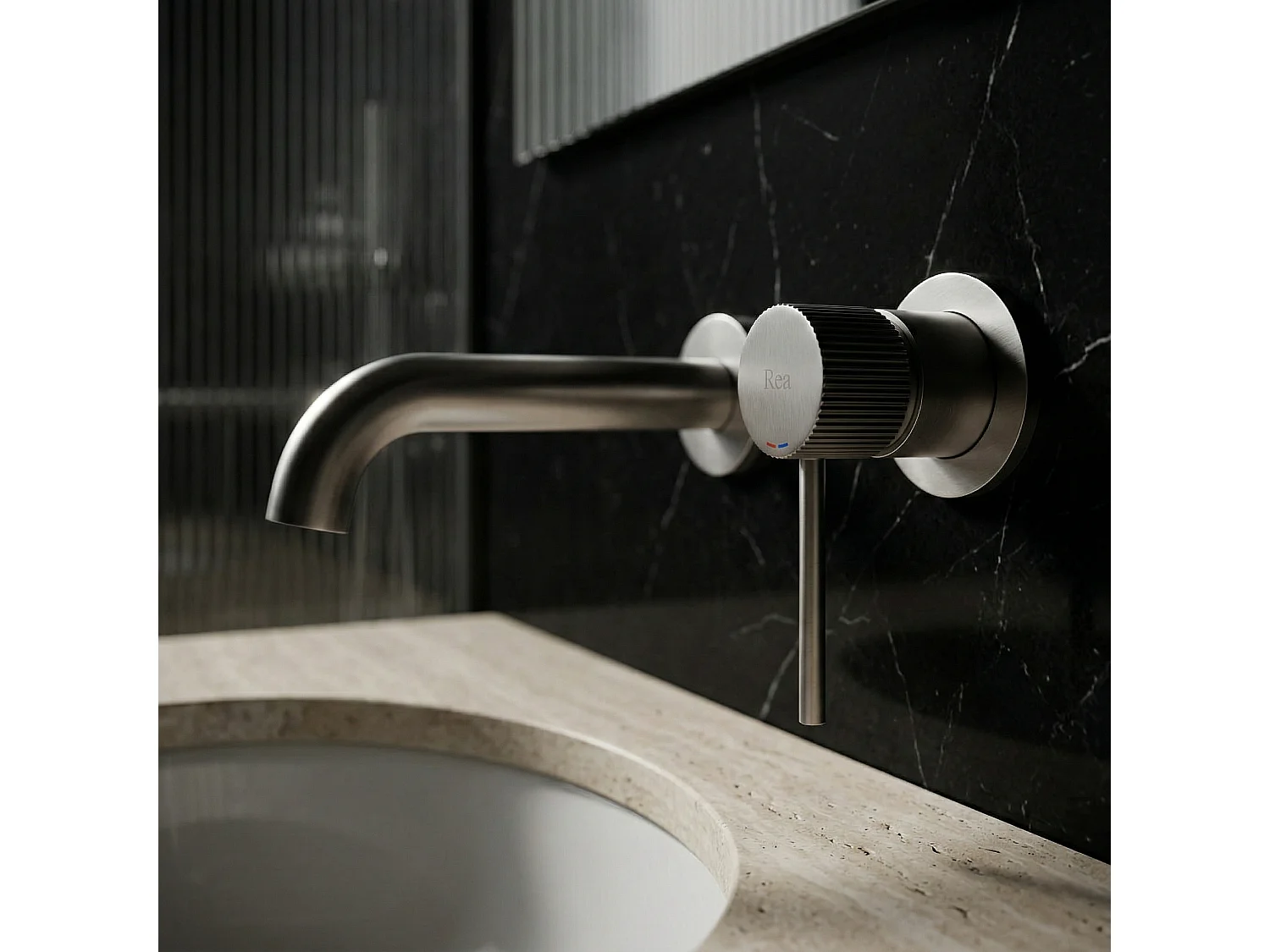 Robinet De Lavabo Encastré Rea Lungo Stripe Brush Steel
