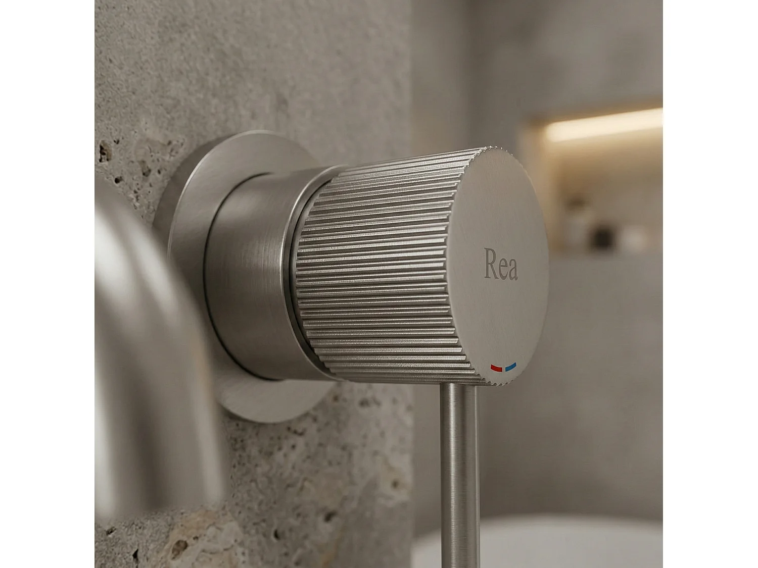 Robinet De Lavabo Encastré Rea Lungo Stripe Brush Steel