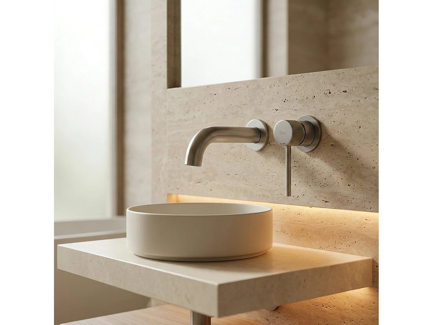 Robinet De Lavabo Encastré Rea Lungo Stripe Brush Steel