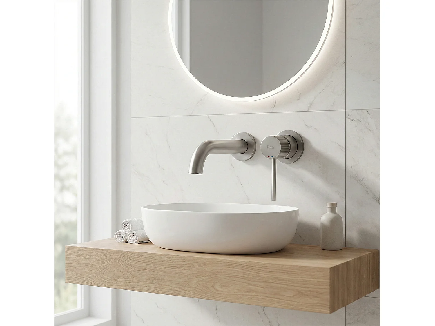 Robinet De Lavabo Encastré Rea Lungo Stripe Brush Steel