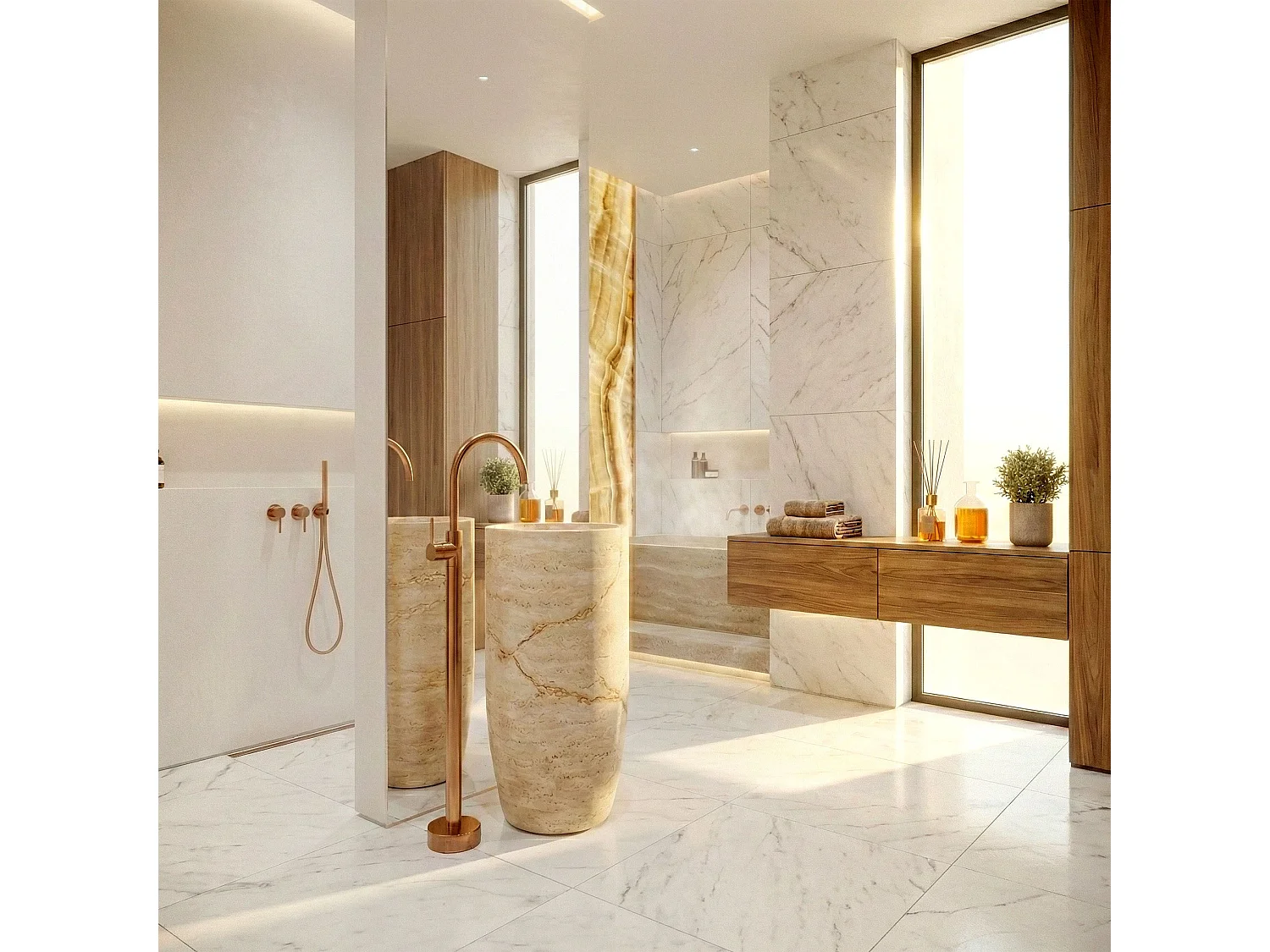 Robinet De Lavabo Rea Lungo Brush Copper