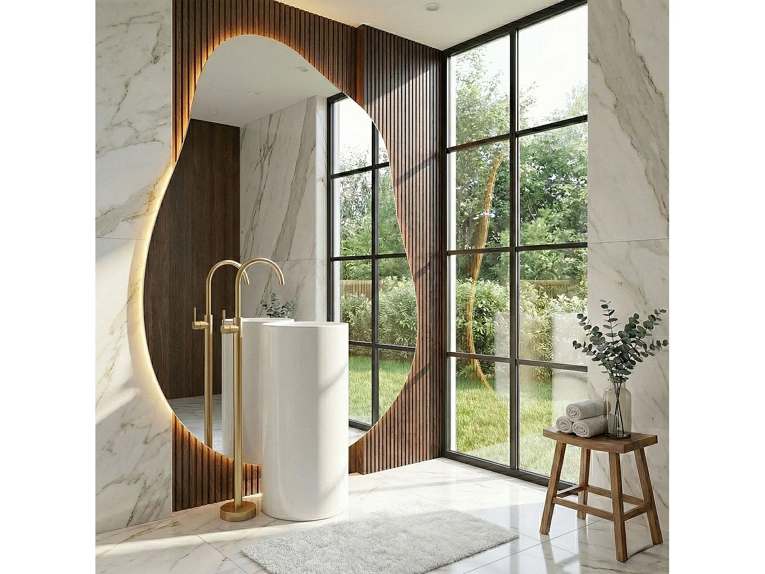 Robinet De Lavabo Rea Lungo Brush Gold