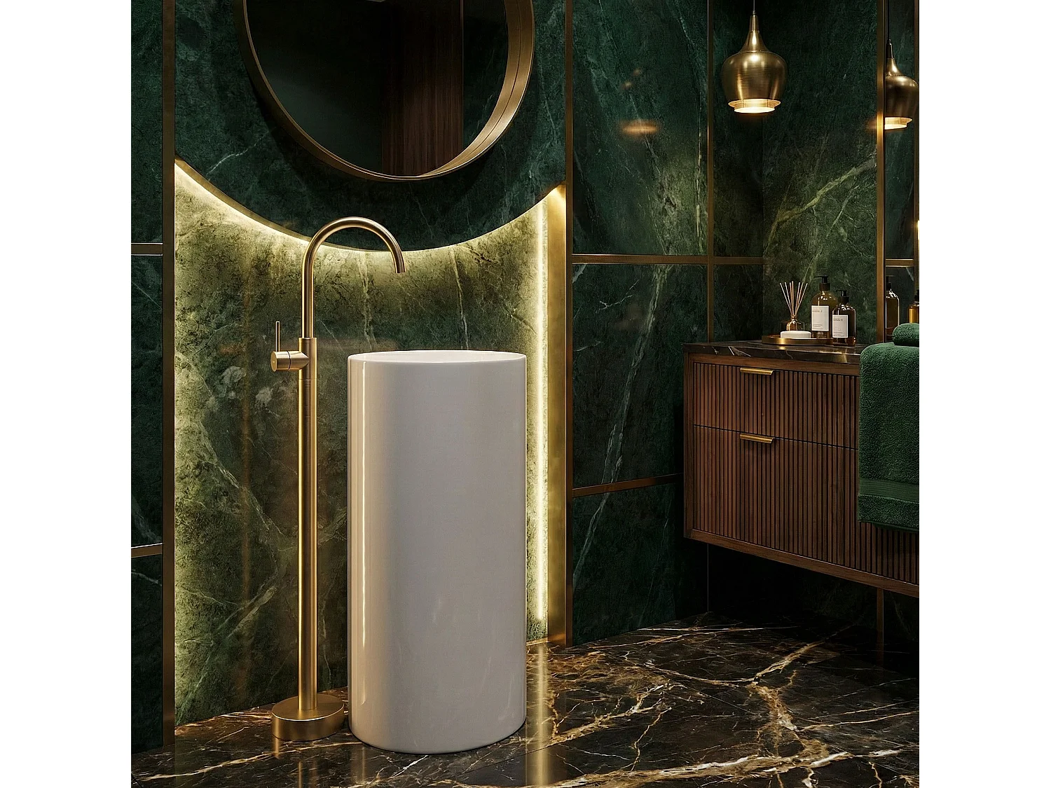Robinet De Lavabo Rea Lungo Brush Gold