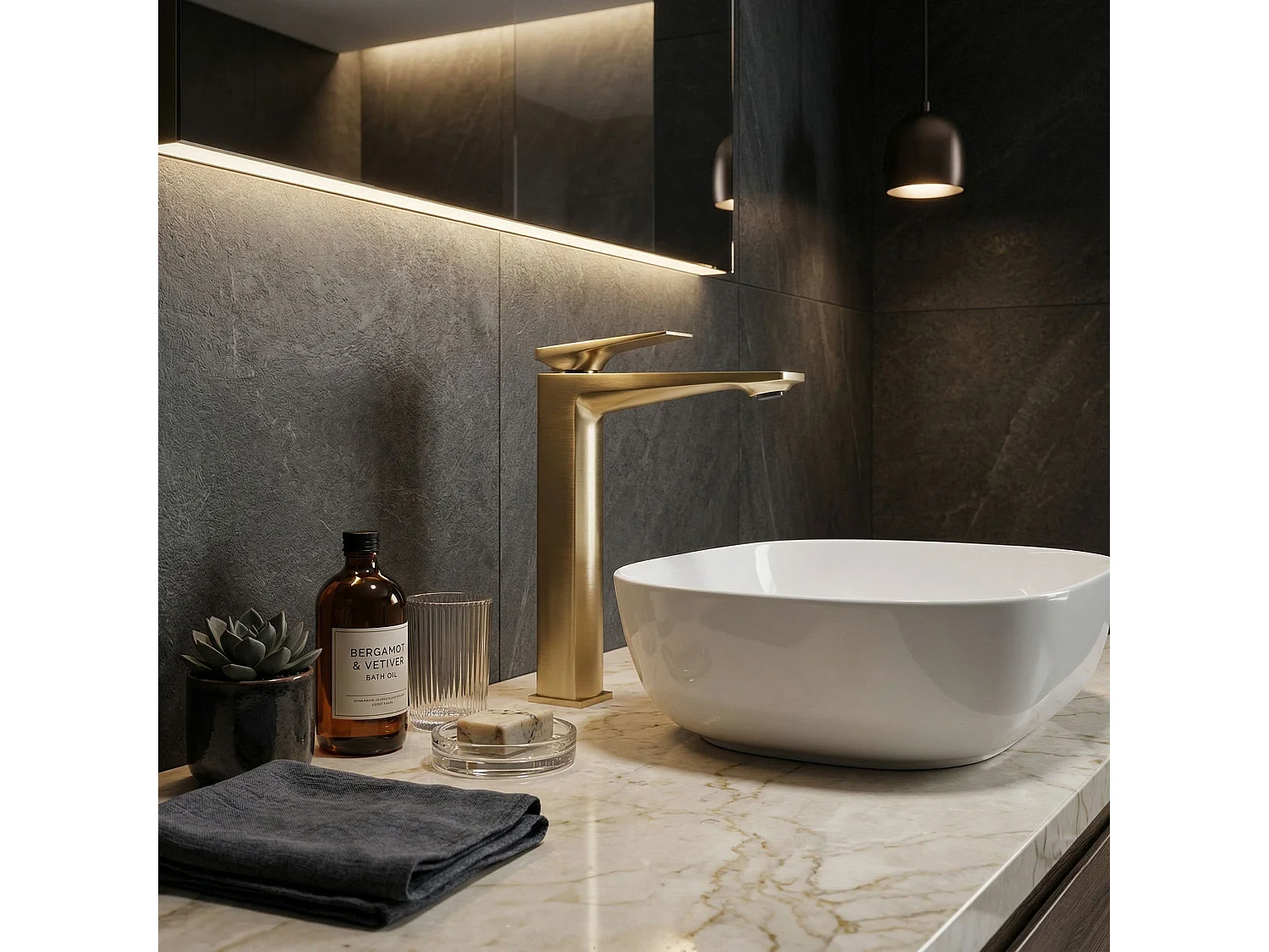 Robinet De Lavabo Rea Prime High Premium Brush Gold