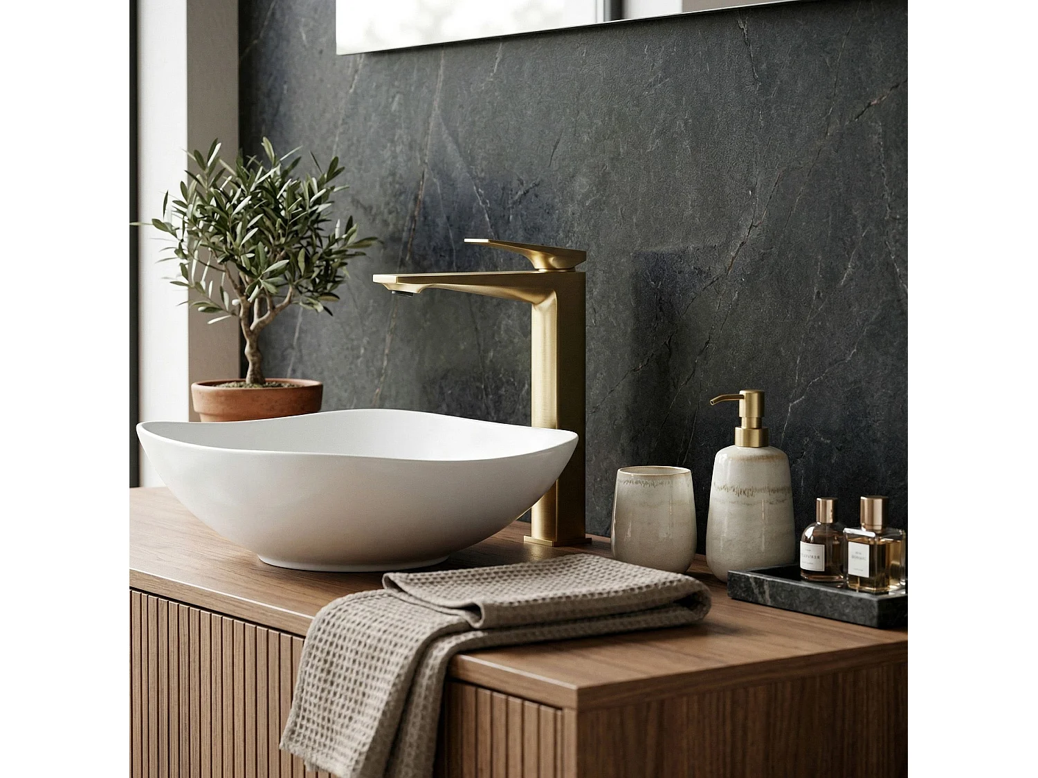 Robinet De Lavabo Rea Prime High Premium Brush Gold