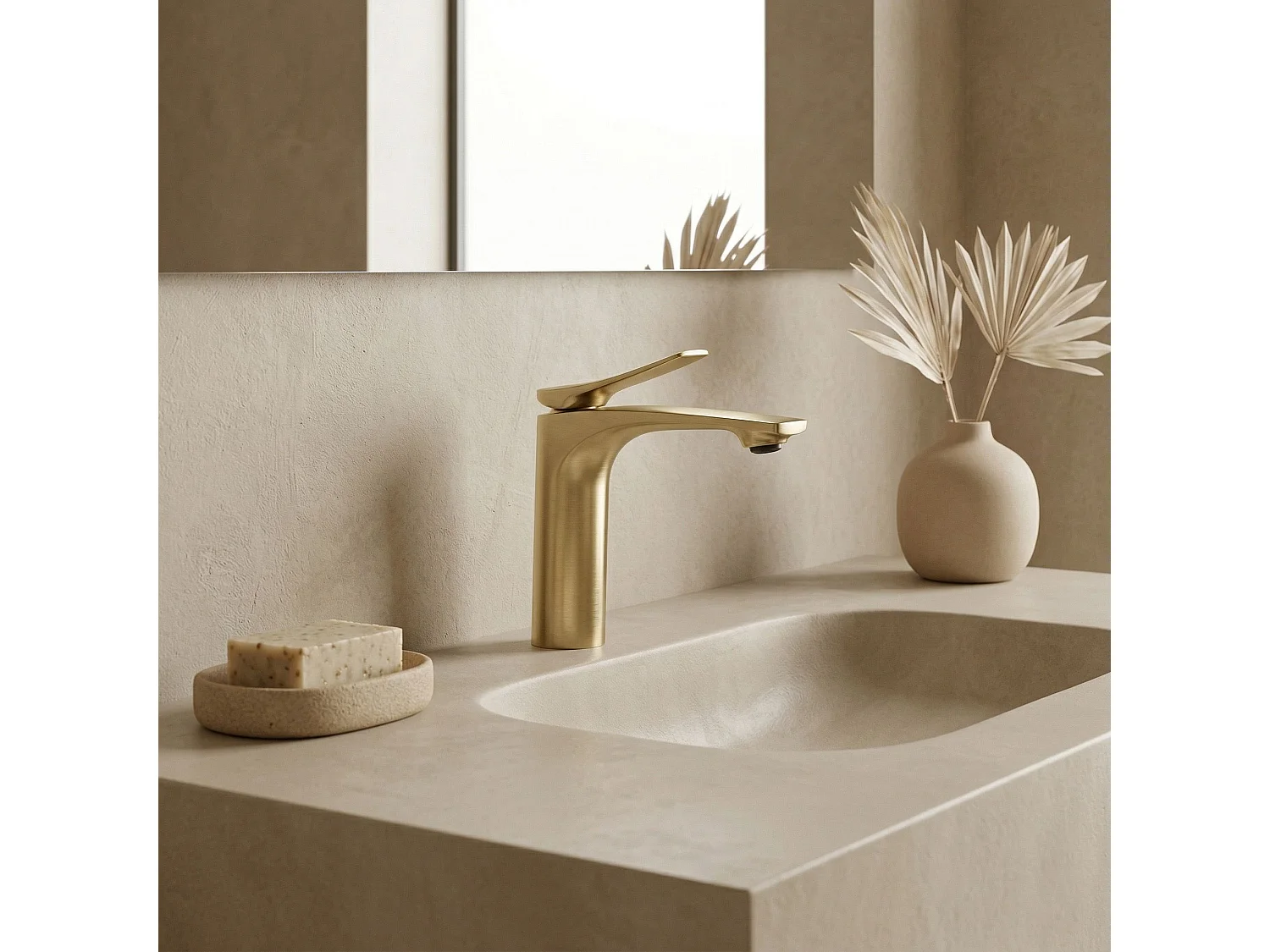 Robinet De Lavabo Encastré Rea Vision Low Premium Brush Gold