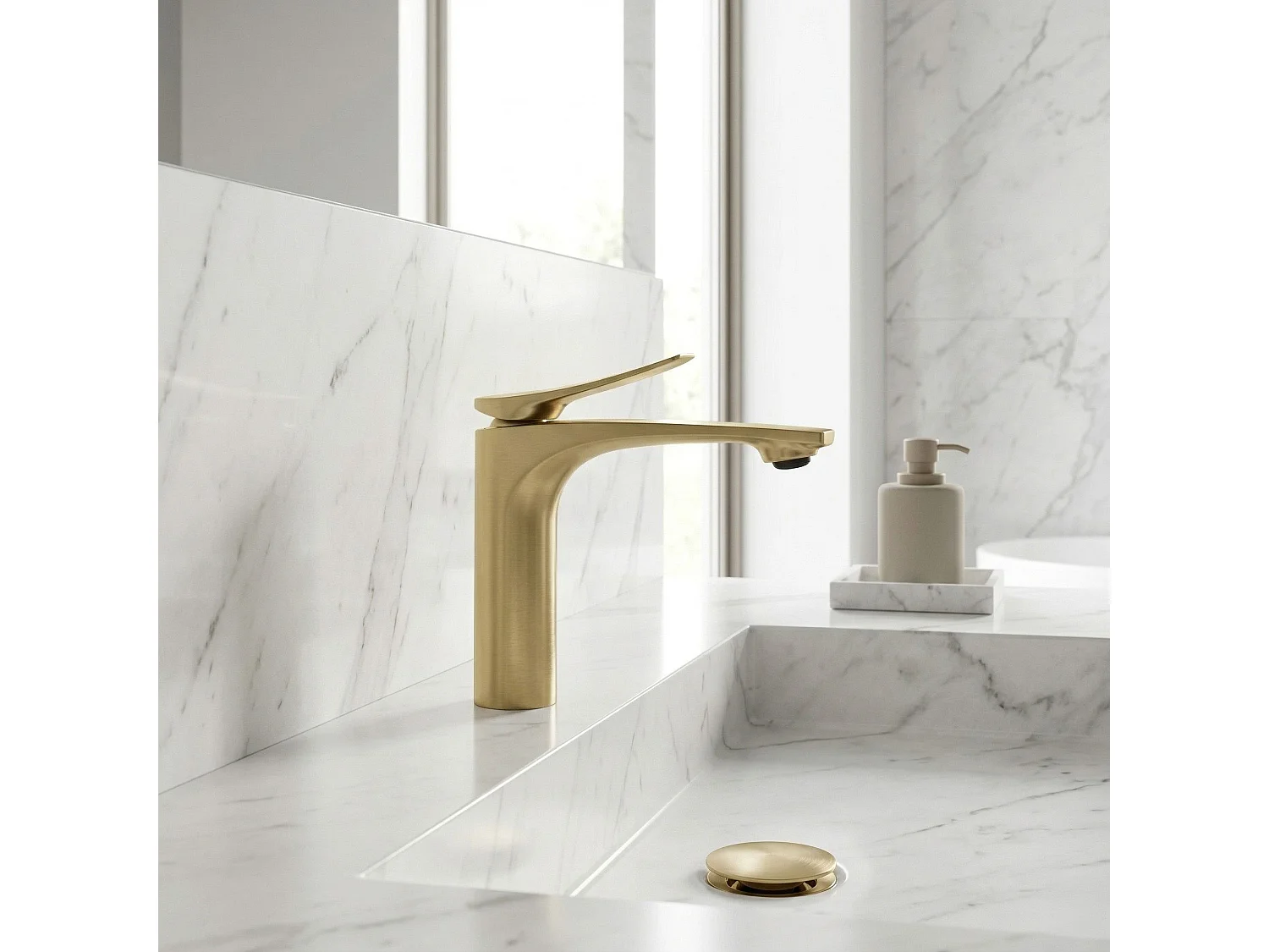 Robinet De Lavabo Encastré Rea Vision Low Premium Brush Gold