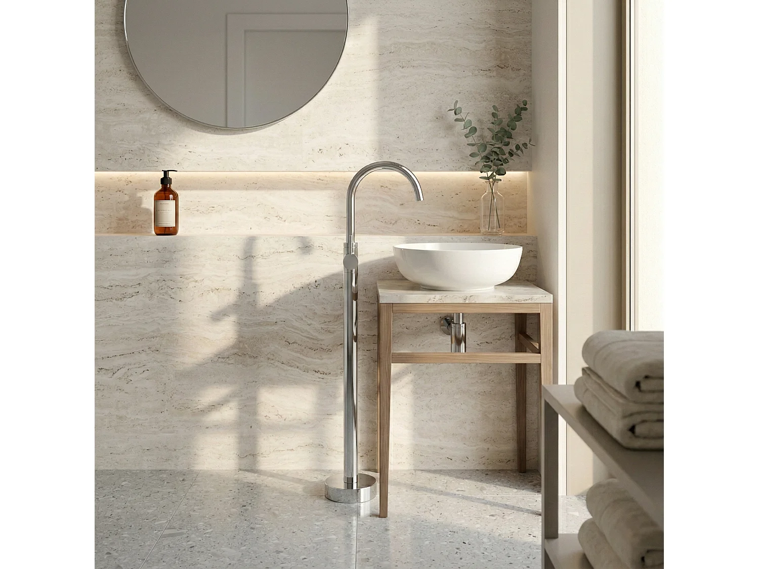 Robinet De Lavabo Sur Pied Rea Lungo Chrome