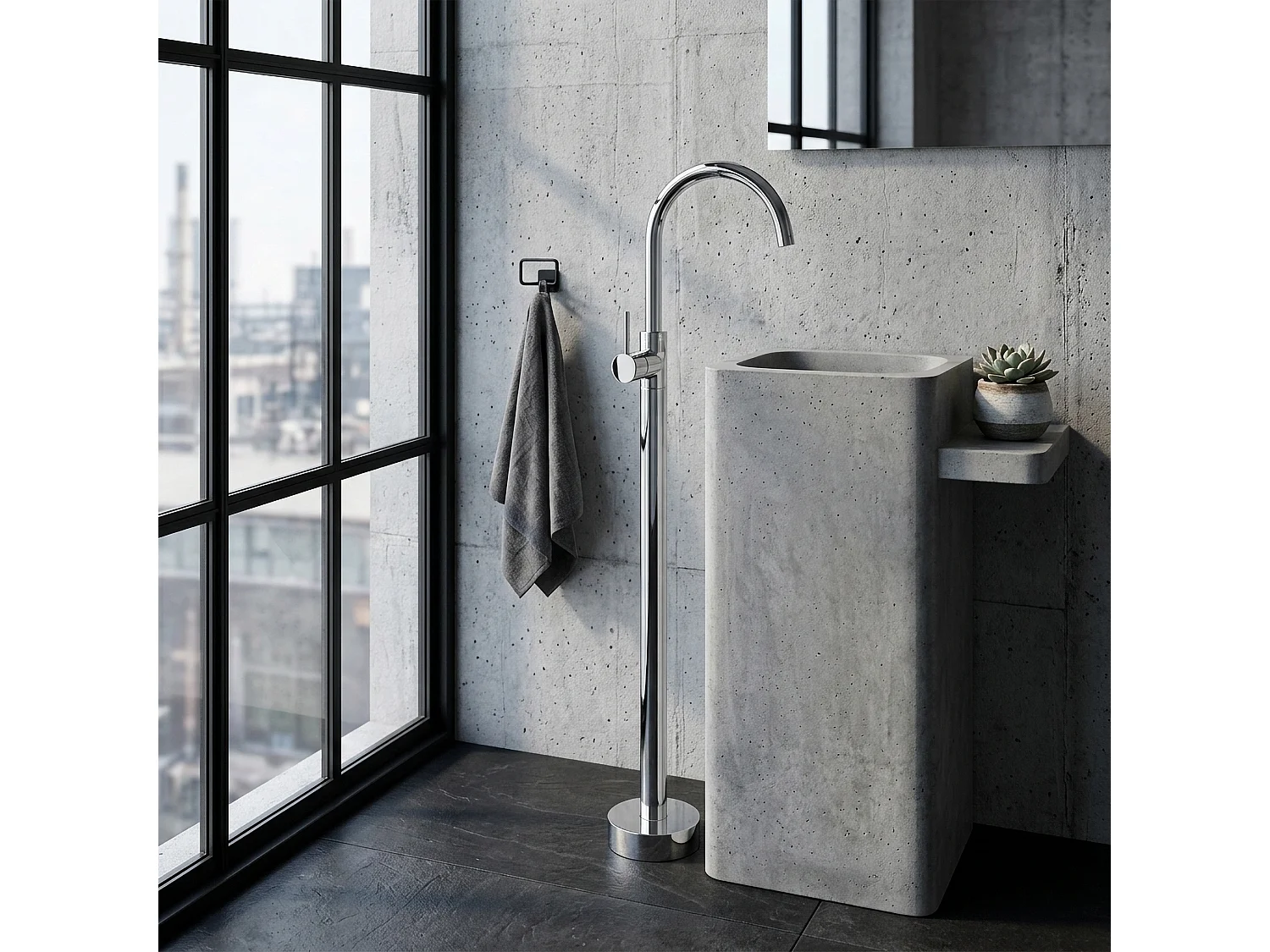 Robinet De Lavabo Sur Pied Rea Lungo Chrome