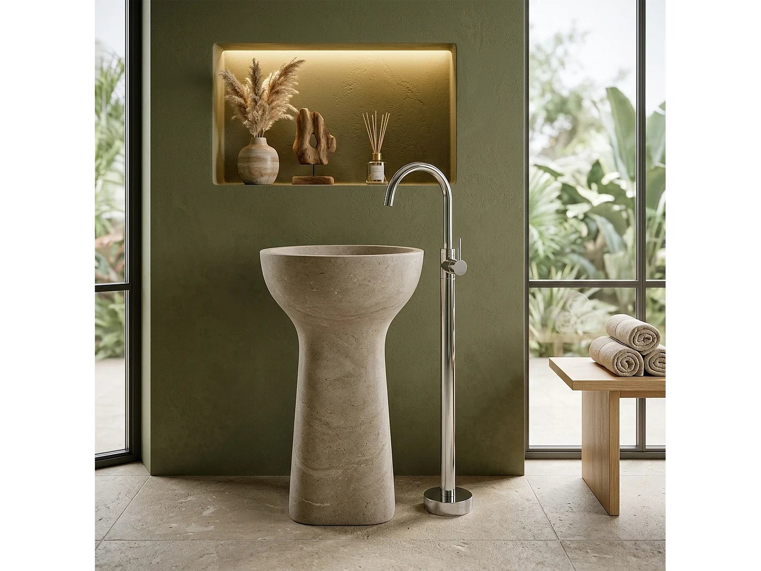 Robinet De Lavabo Sur Pied Rea Lungo Chrome