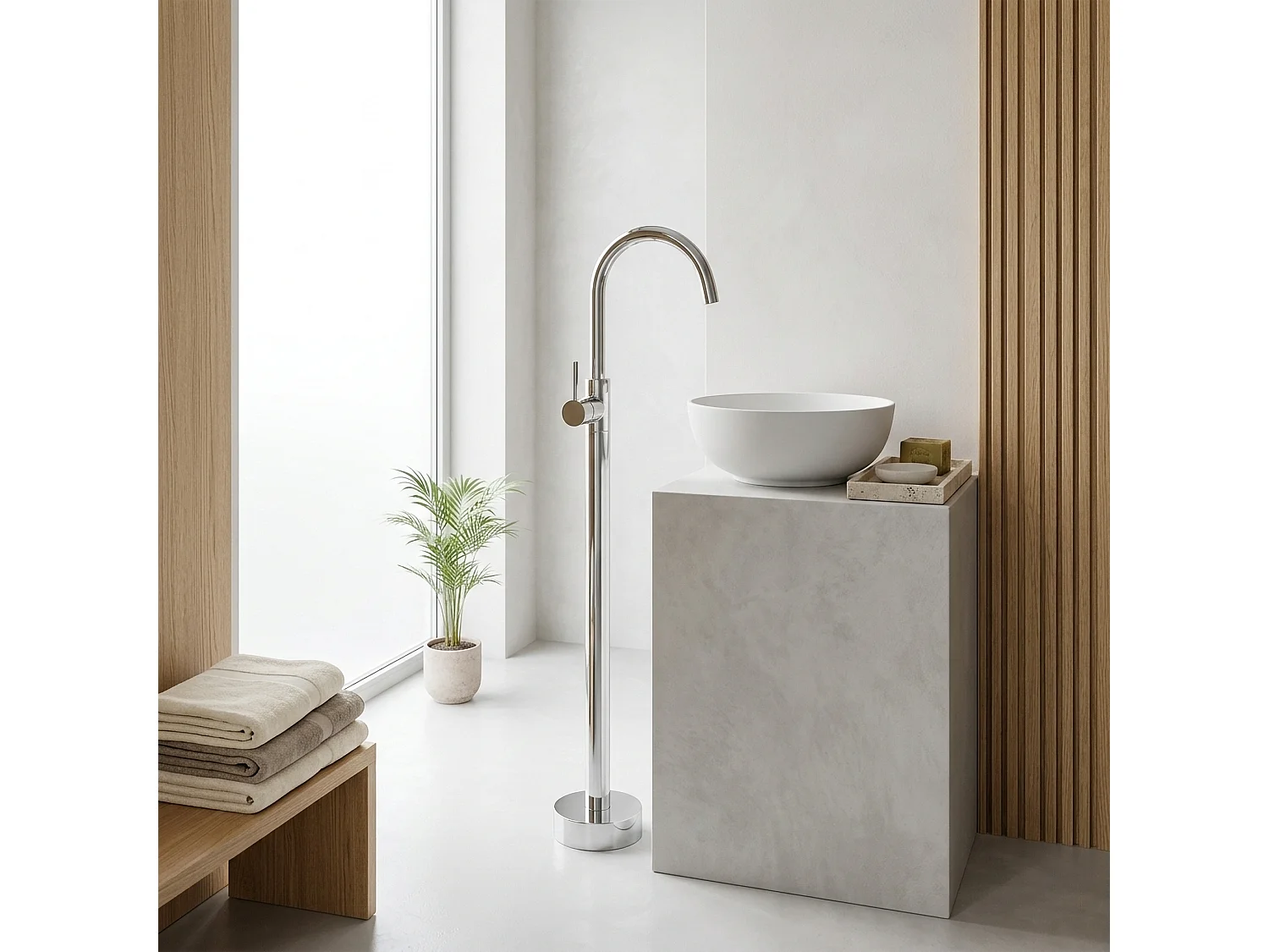Robinet De Lavabo Sur Pied Rea Lungo Chrome