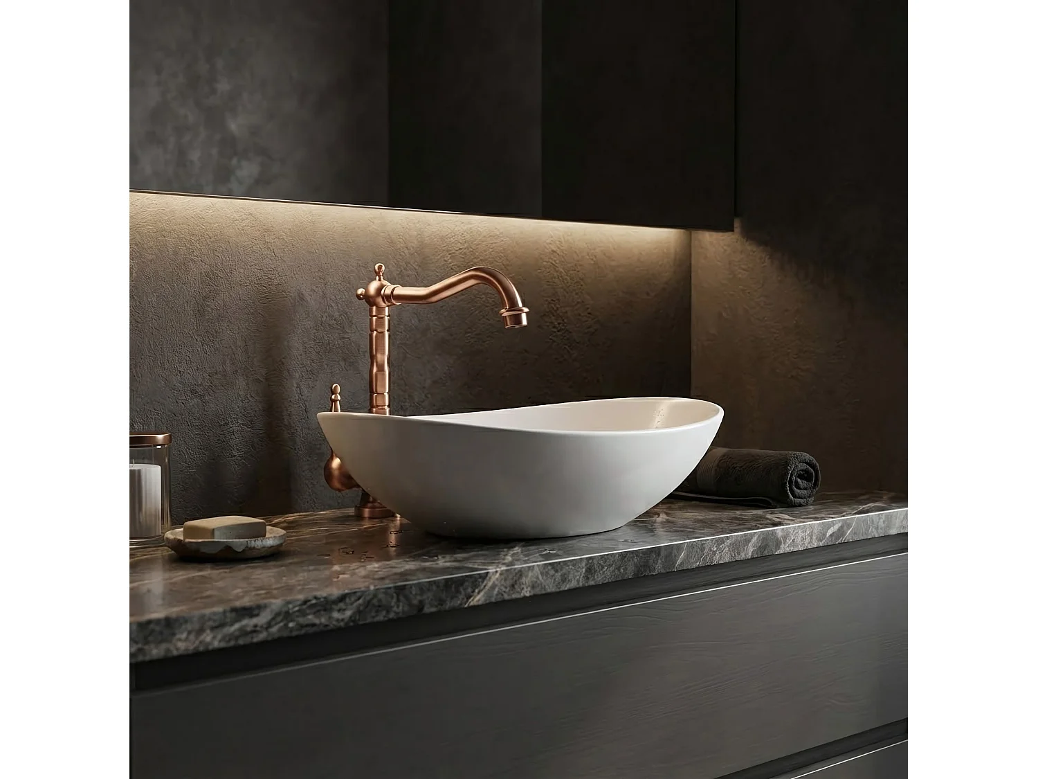 Robinet De Lavabo Rea Bona High Brush Copper