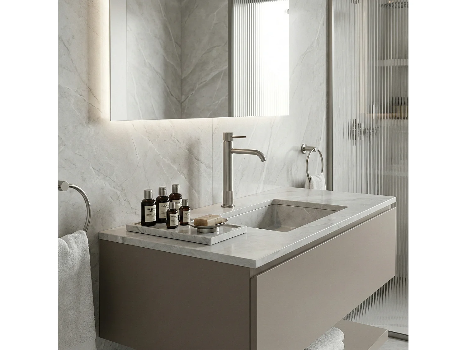 Robinet De Lavabo Rea Lungo Stripe Brush Steel