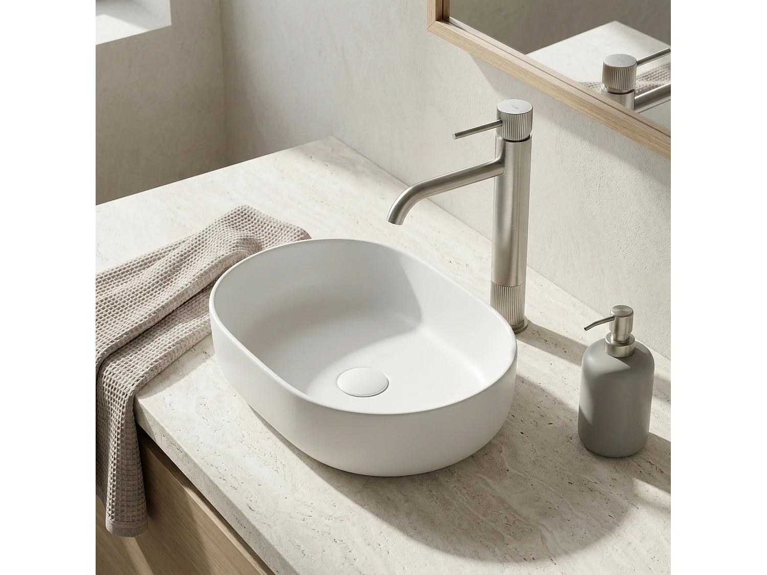 Robinet De Lavabo Rea Lungo Stripe Brush Steel