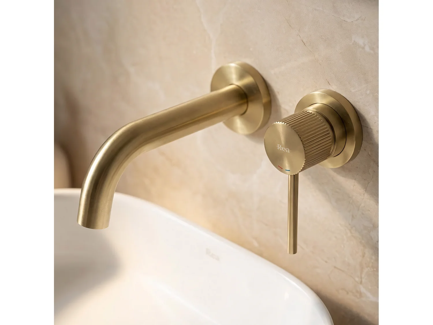 Robinet De Lavabo Encastré Rea Lungo Stripe Brush Gold