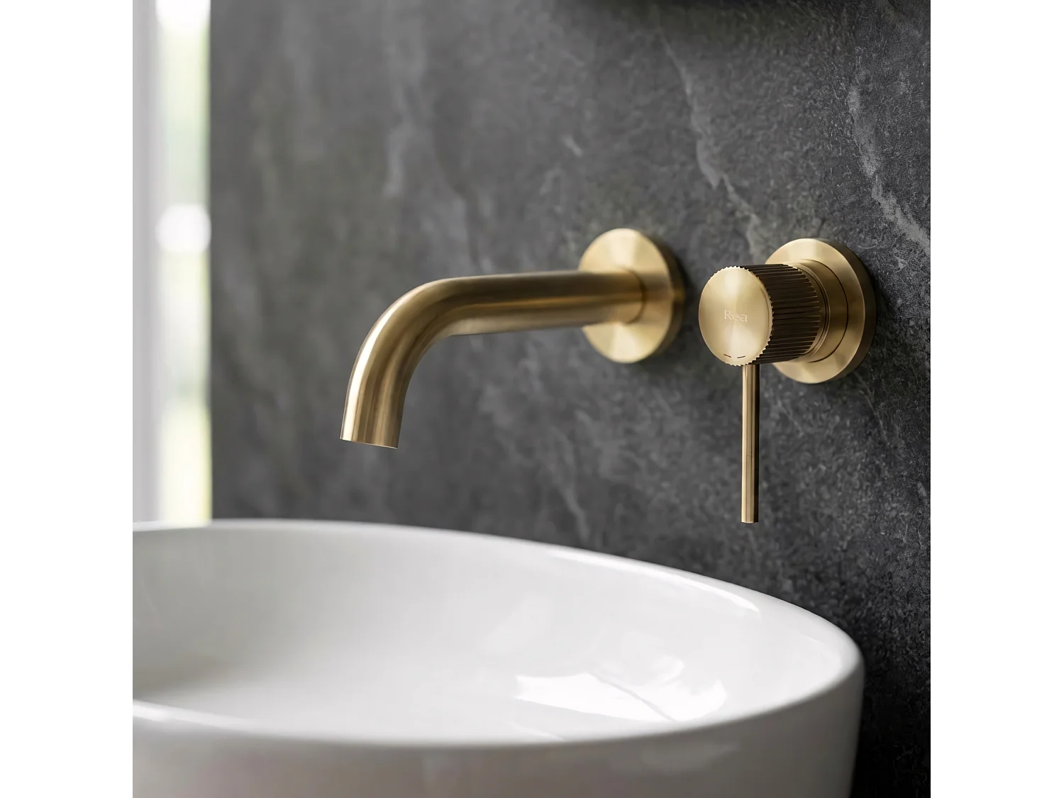 Robinet De Lavabo Encastré Rea Lungo Stripe Brush Gold