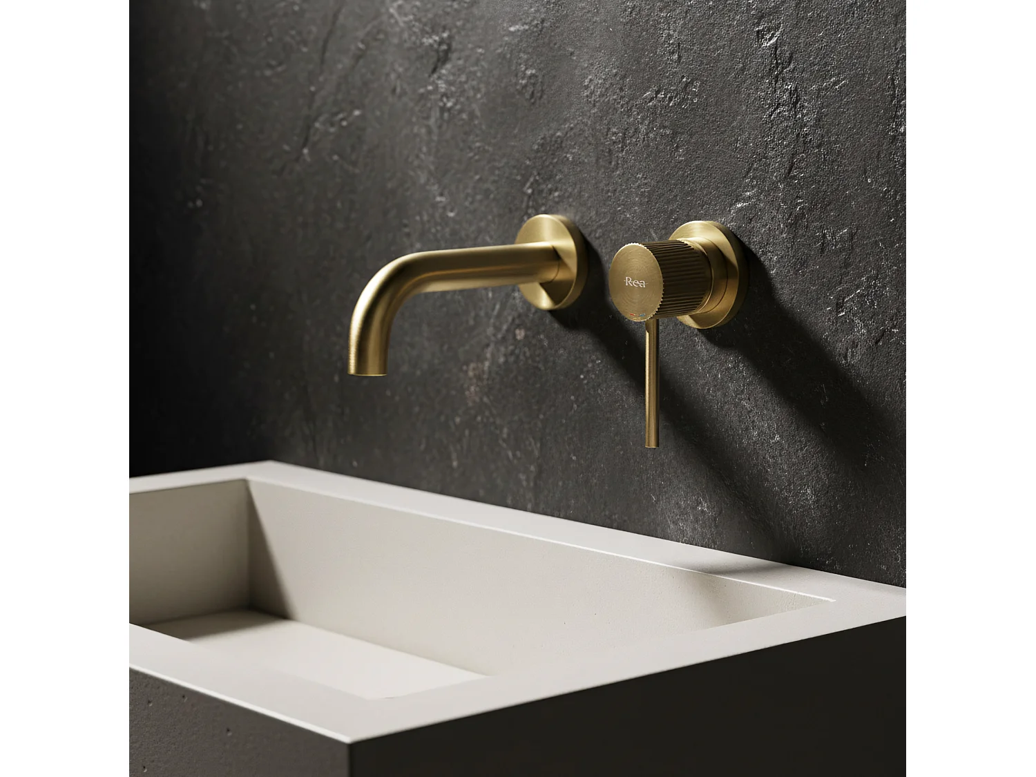 Robinet De Lavabo Encastré Rea Lungo Stripe Brush Gold