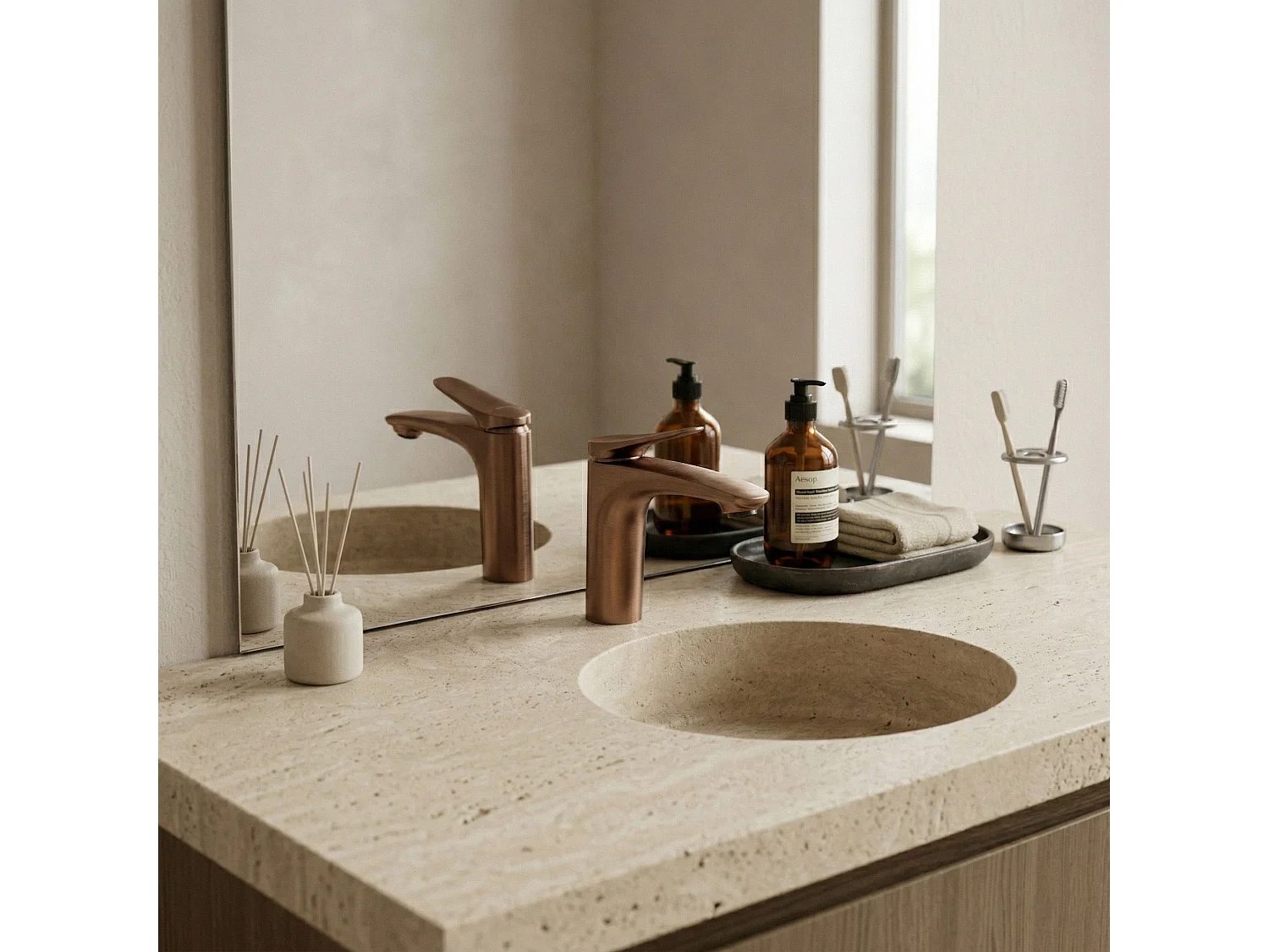 Robinet De Lavabo Rea Vision Low Premium Brush Copper