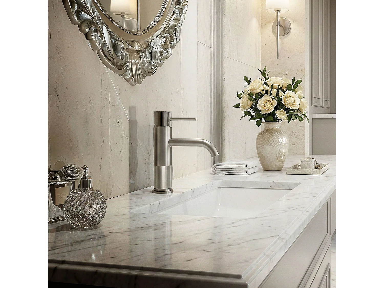Robinet De Lavabo Rea Lungo Stripe Brush Steel