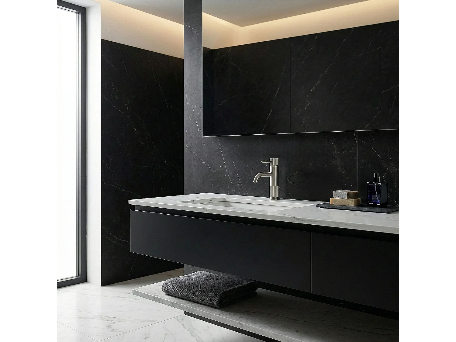 Robinet De Lavabo Rea Lungo Stripe Brush Steel