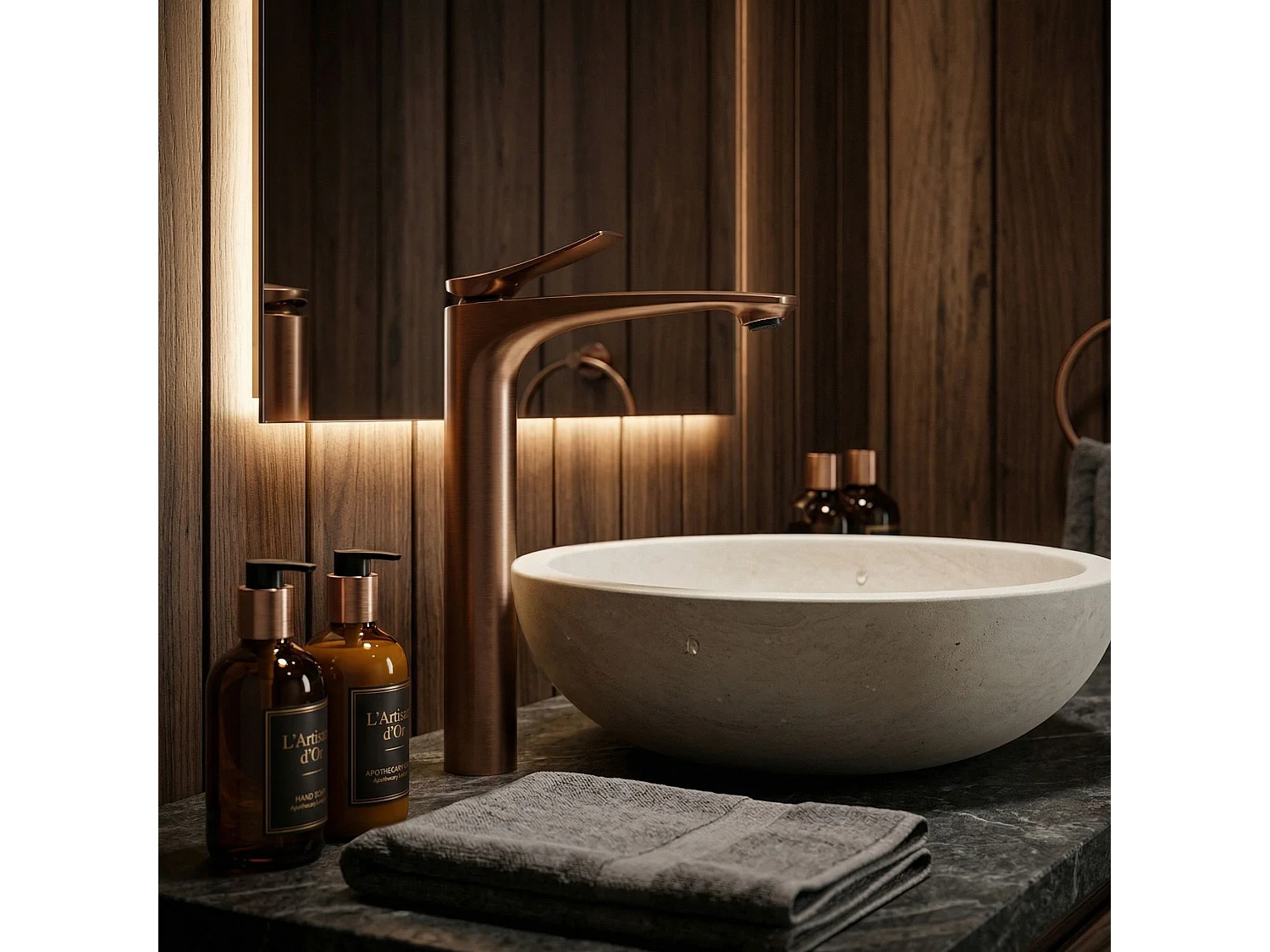 Robinet De Lavabo Rea Vision High Premium Brushed Copper