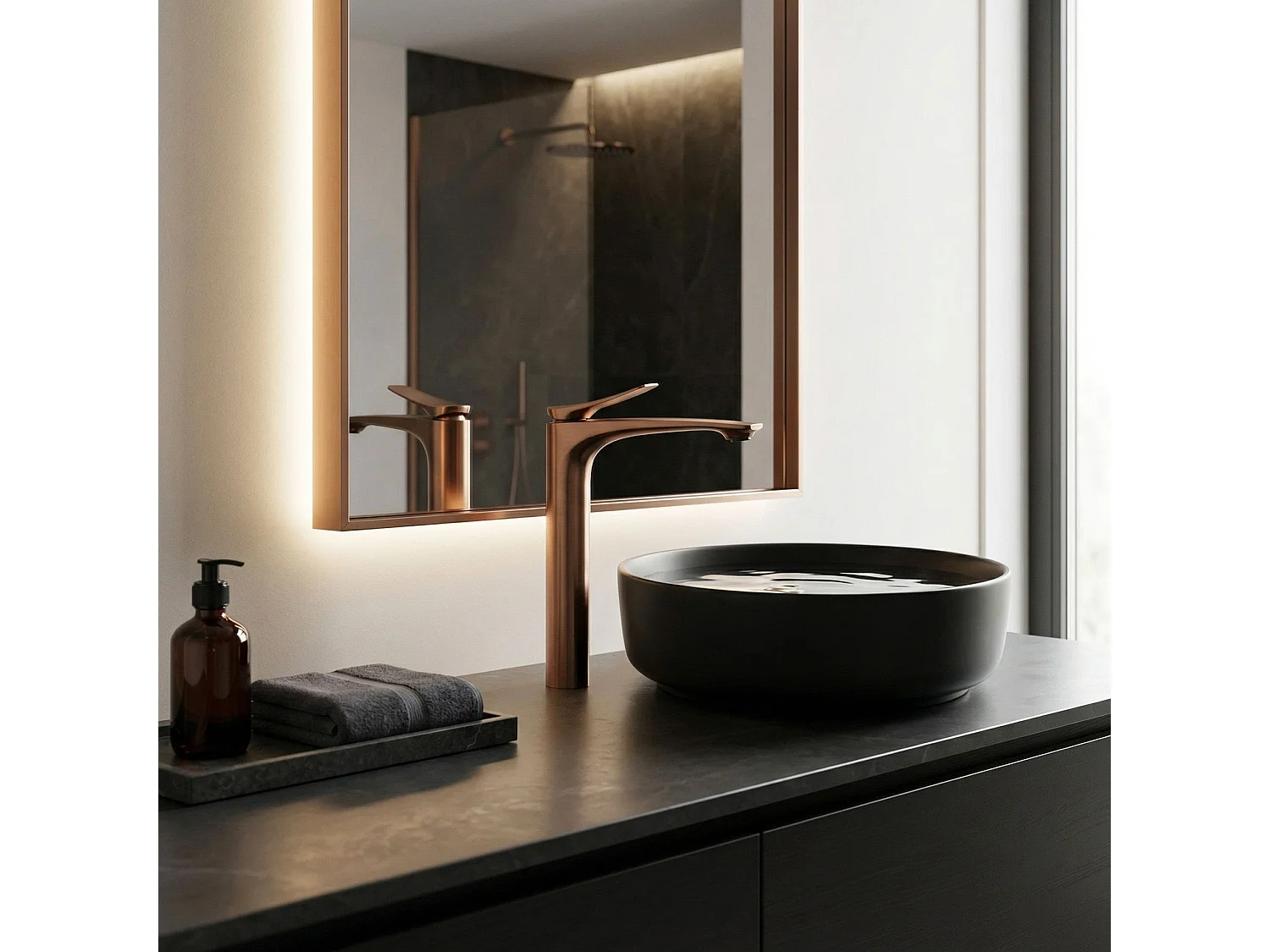 Robinet De Lavabo Rea Vision High Premium Brushed Copper