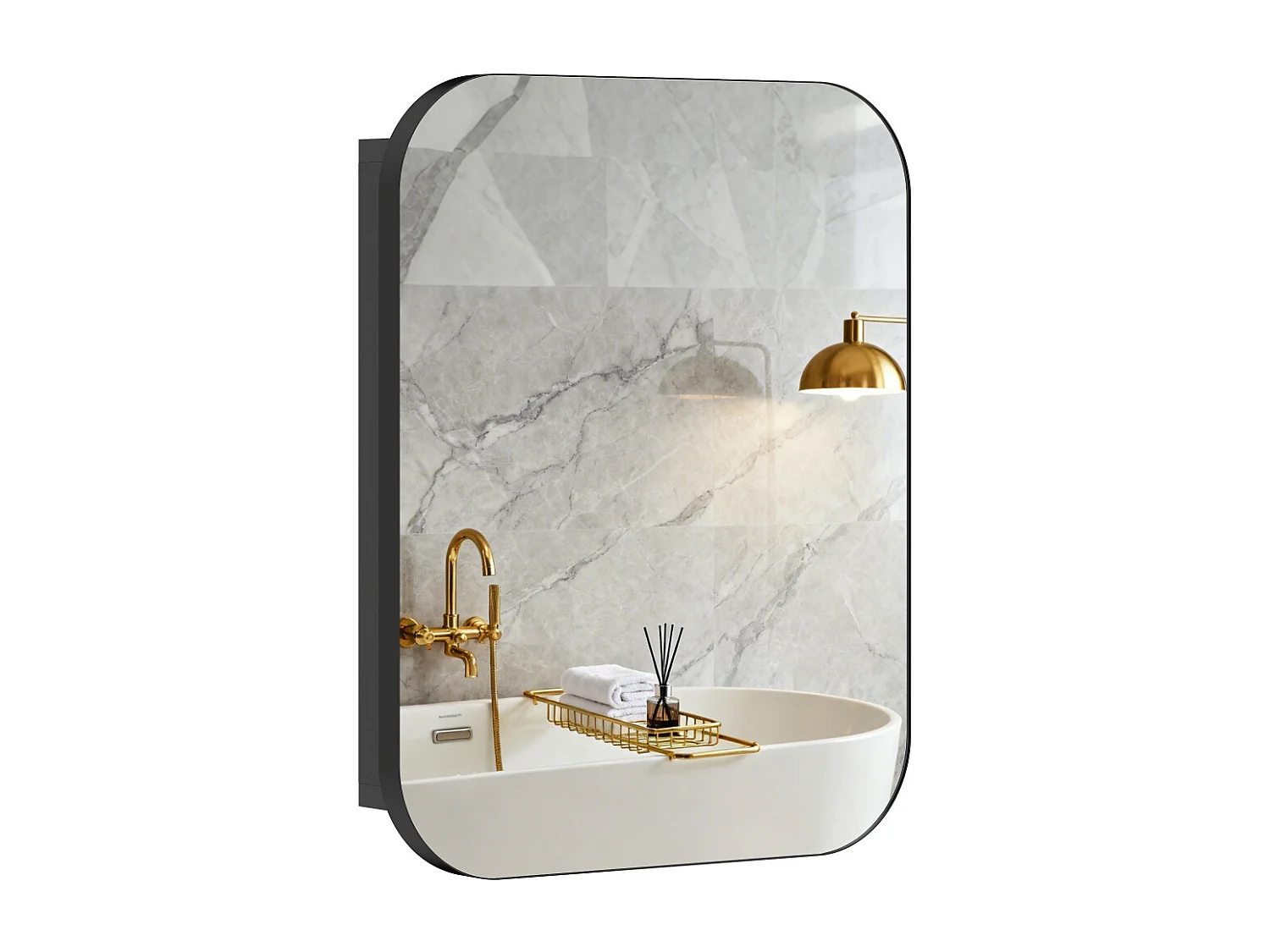 Armoire à miroir de salle de bain avec étagère réglable 40.2 x 10.2 x 50.9 cm noir