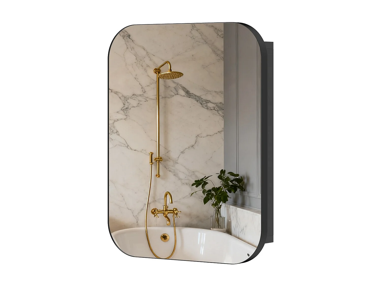 Armoire à miroir de salle de bain avec étagère réglable 40.2 x 10.2 x 50.9 cm noir