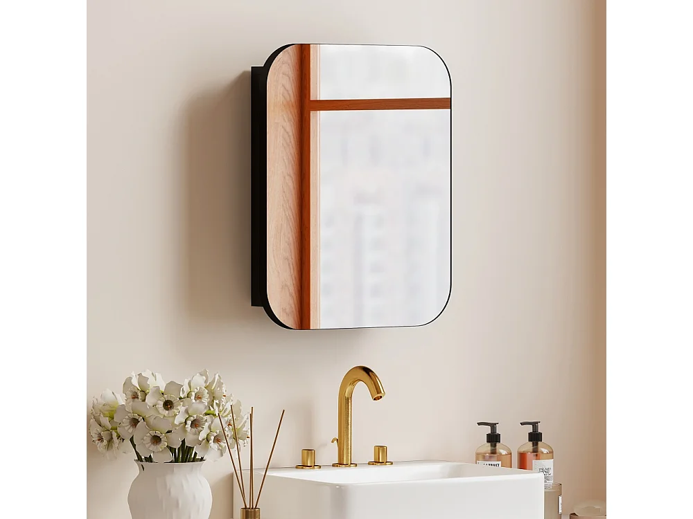 Armoire à miroir de salle de bain avec étagère réglable 40.2 x 10.2 x 50.9 cm noir