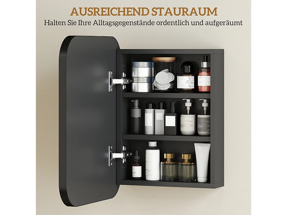 Armoire à miroir de salle de bain avec étagère réglable 40.2 x 10.2 x 50.9 cm noir