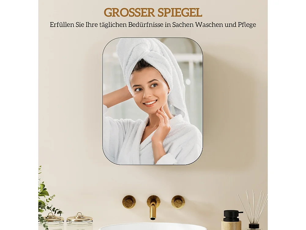 Armoire à miroir de salle de bain avec étagère réglable 40.2 x 10.2 x 50.9 cm noir