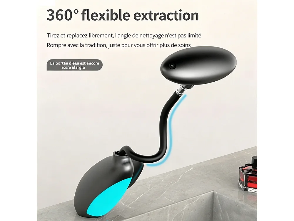 Robinet de salle de bain LED pour lavabo monocommande 4 jets réglable longueur style planète Noir