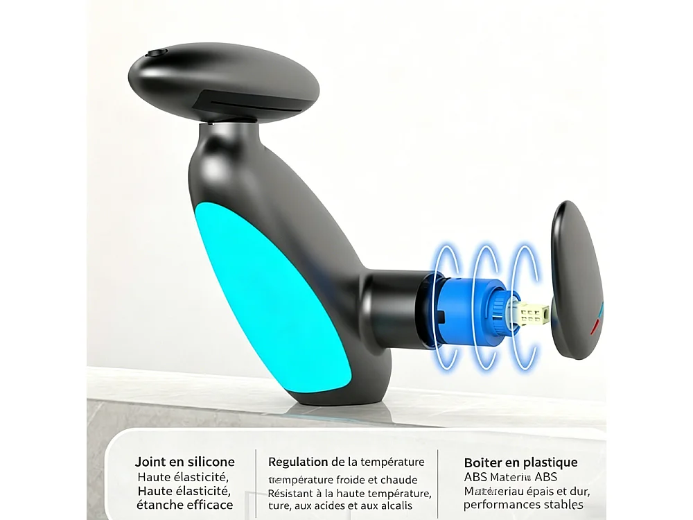 Robinet de salle de bain LED pour lavabo monocommande 4 jets réglable longueur style planète Noir