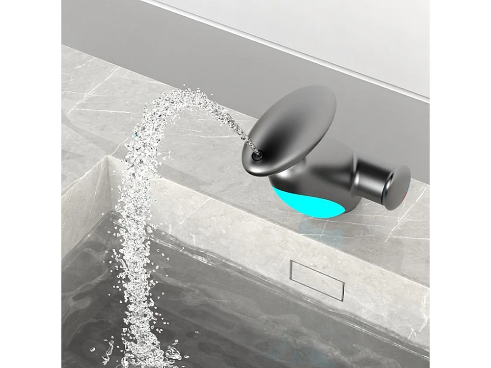 Robinet de salle de bain LED pour lavabo monocommande 4 jets réglable longueur style planète Noir