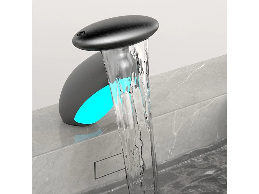 Robinet de salle de bain LED pour lavabo monocommande 4 jets réglable longueur style planète Noir