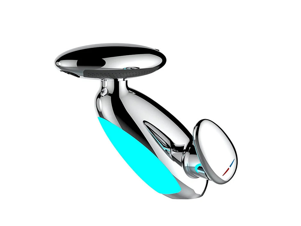 Robinet de salle de bain LED pour lavabo monocommande 4 jets réglable longueur style planète chrome