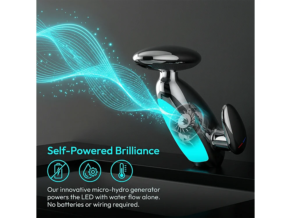 Robinet de salle de bain LED pour lavabo monocommande 4 jets réglable longueur style planète chrome