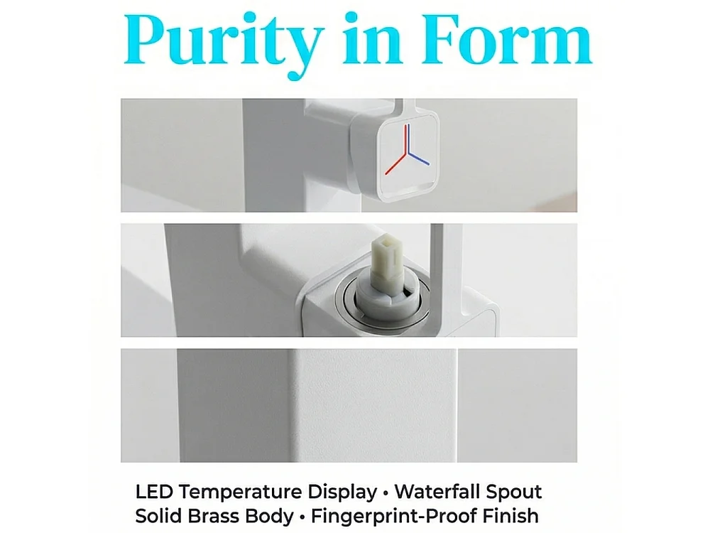 Robinet de salle de bain LED digital pour lavabo monocommande en Laiton style technologique Blanc