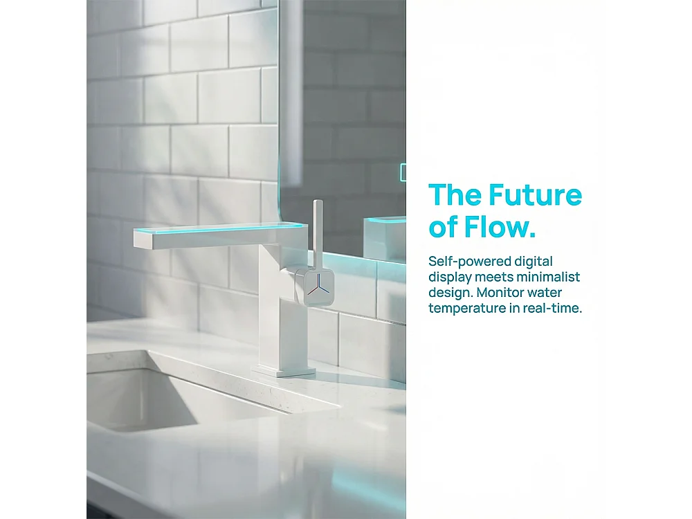 Robinet de salle de bain LED digital pour lavabo monocommande en Laiton style technologique Blanc