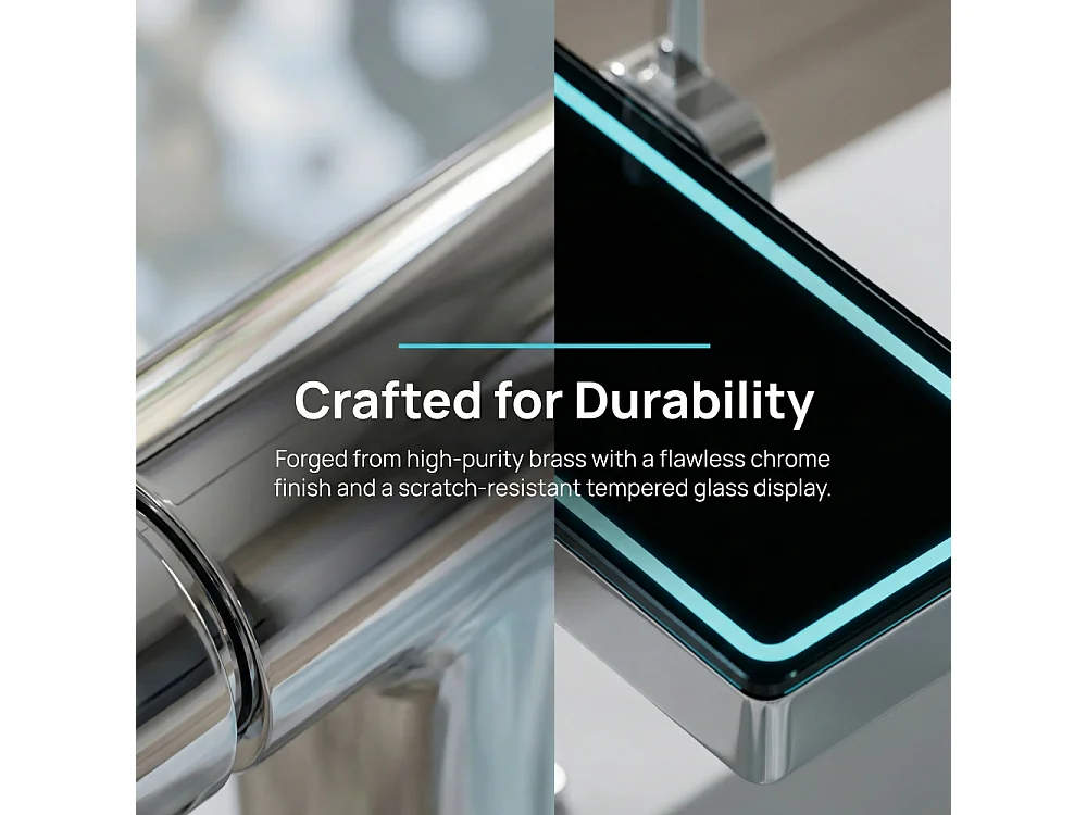 Robinet de salle de bain LED digital pour lavabo monocommande en Laiton style technologique chrome