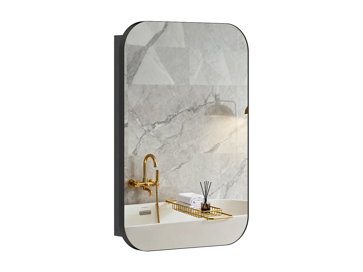 Armoire à miroir de salle de bain armoire murale avec étagère réglable 40 x 10 x 60 cm noir