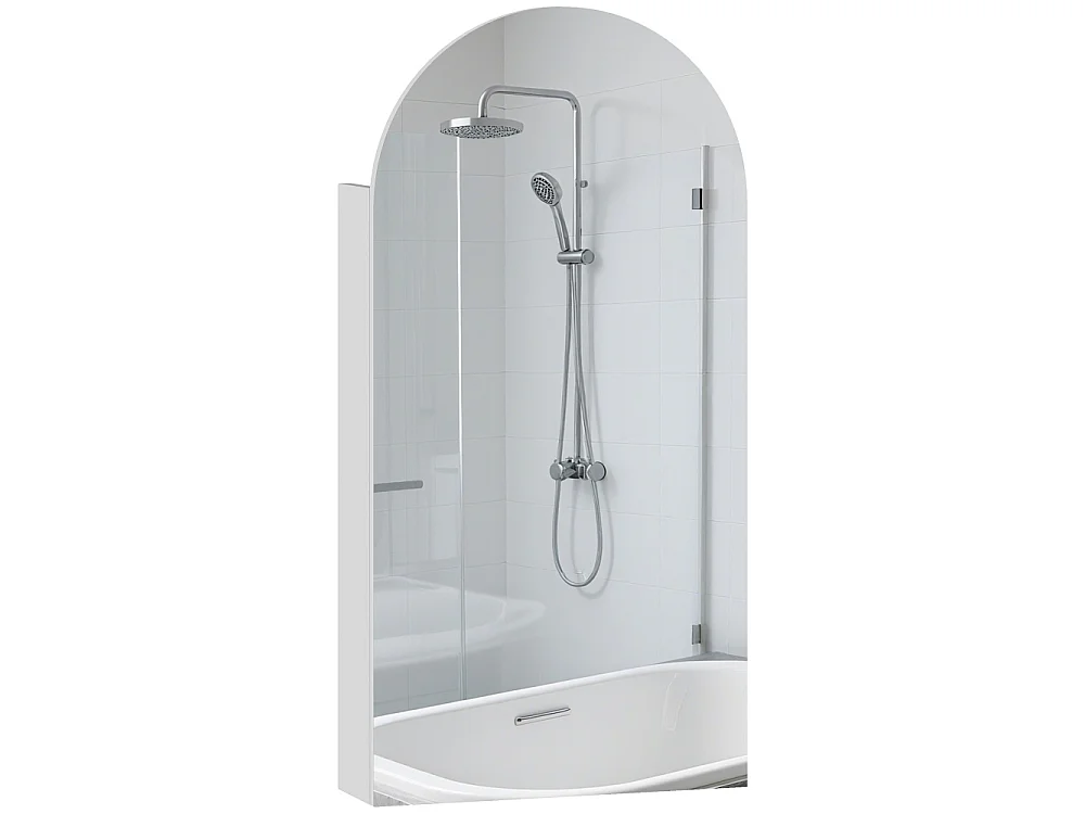 Armoire à miroir arquée de salle de bain avec étagères en verre réglables Blanche