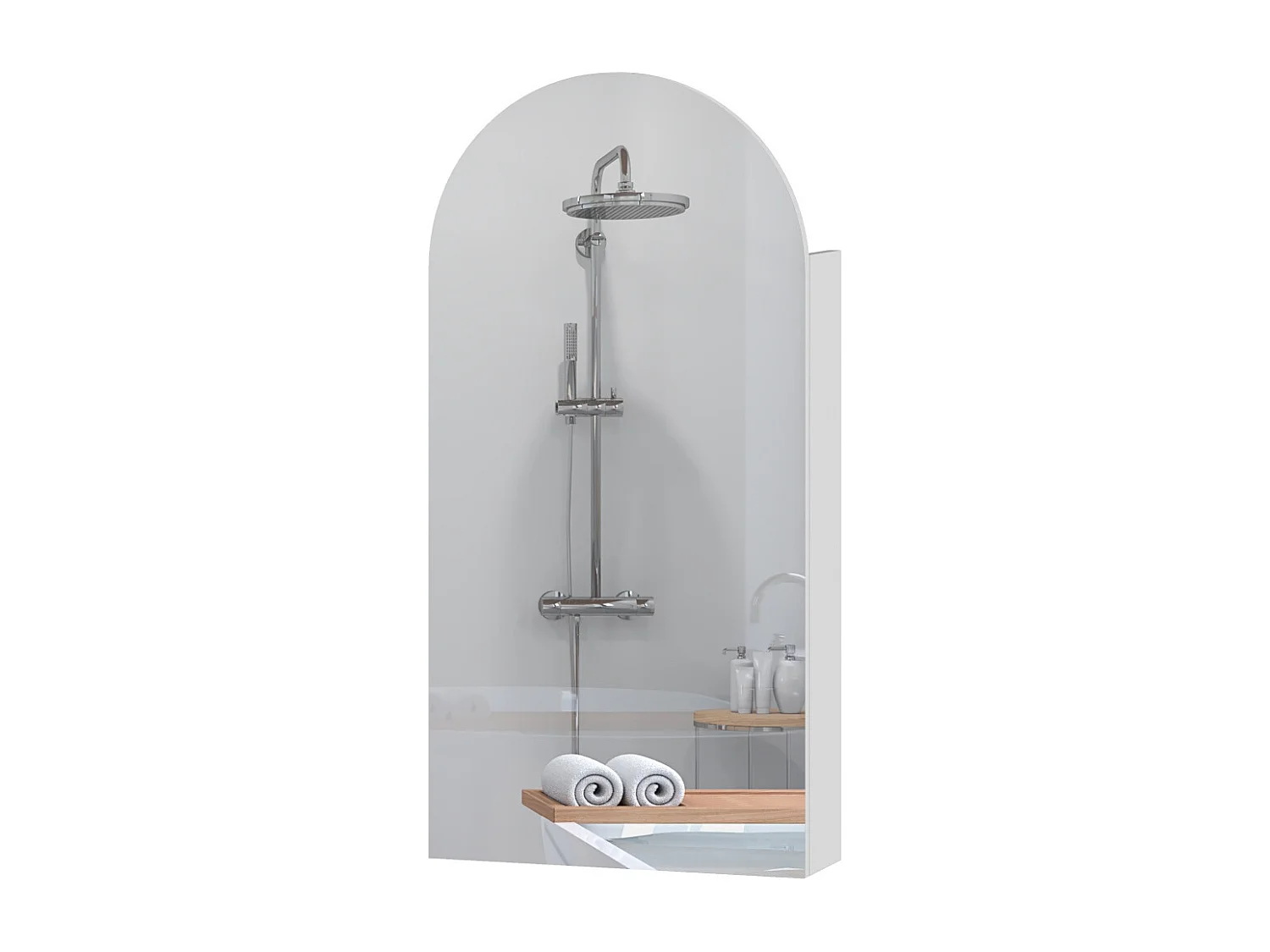 Armoire à miroir arquée de salle de bain avec étagères en verre réglables Blanche