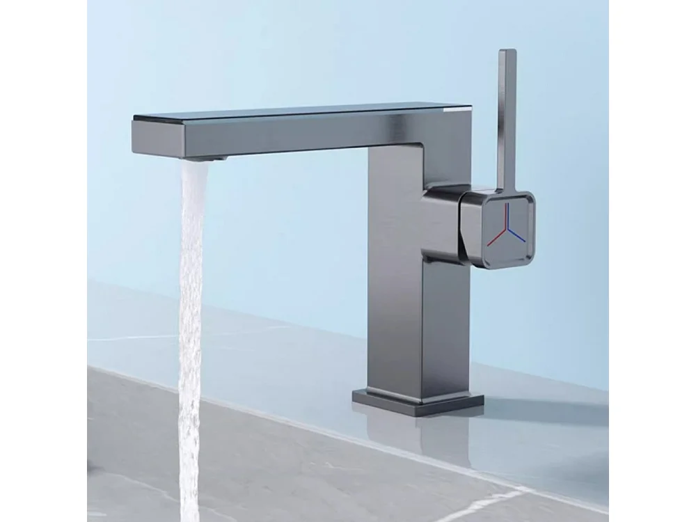 Robinet de salle de bain LED digital pour lavabo monocommande en Laiton style technologique Noir