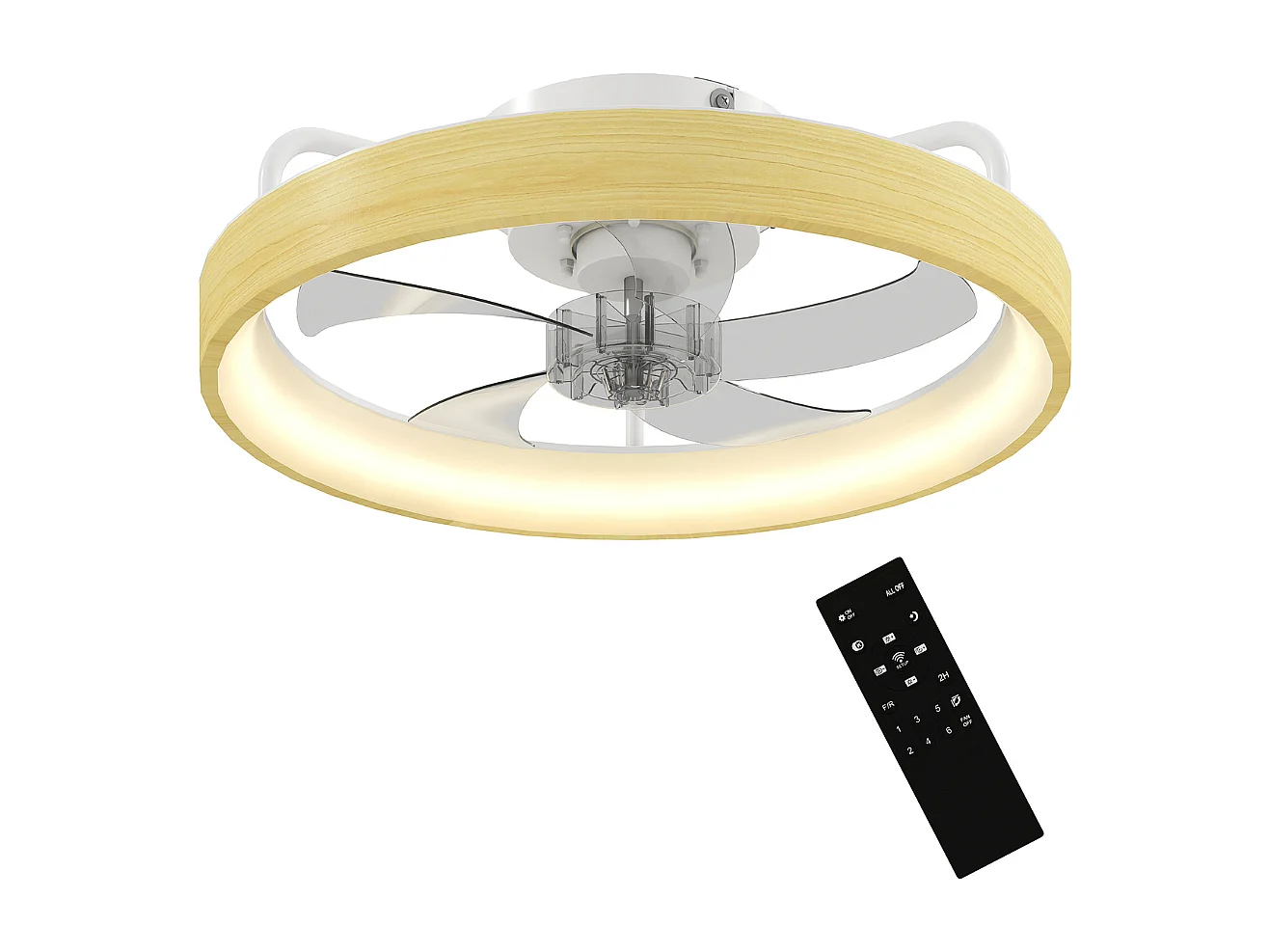 Ventilateur plafond avec lumière LED plafonnier ventilateur Ø49cm 7 pales 6 vitesses luminosité réglable mode été-hiver