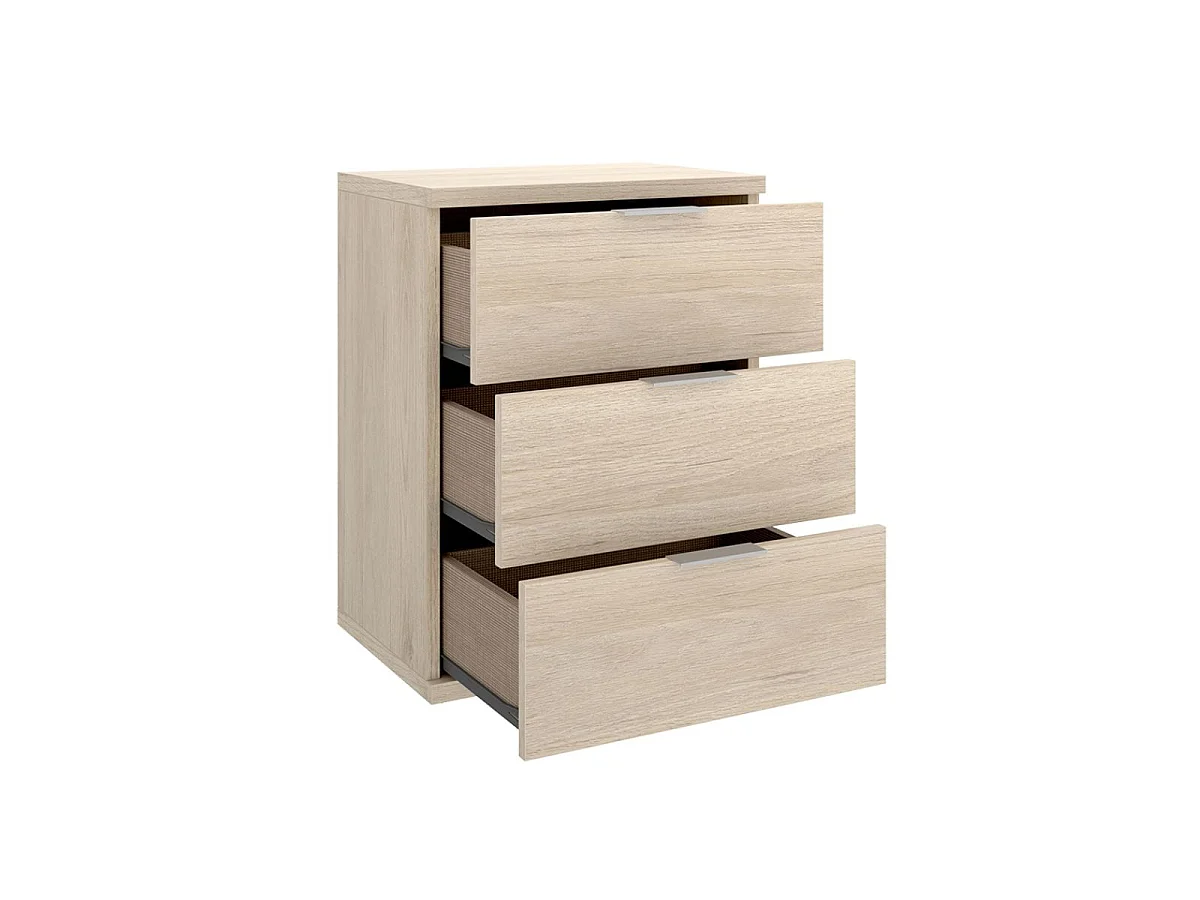 Pack de 2 mesitas de noche Rio 3 cajones natural 56,8x42x34,2 cm