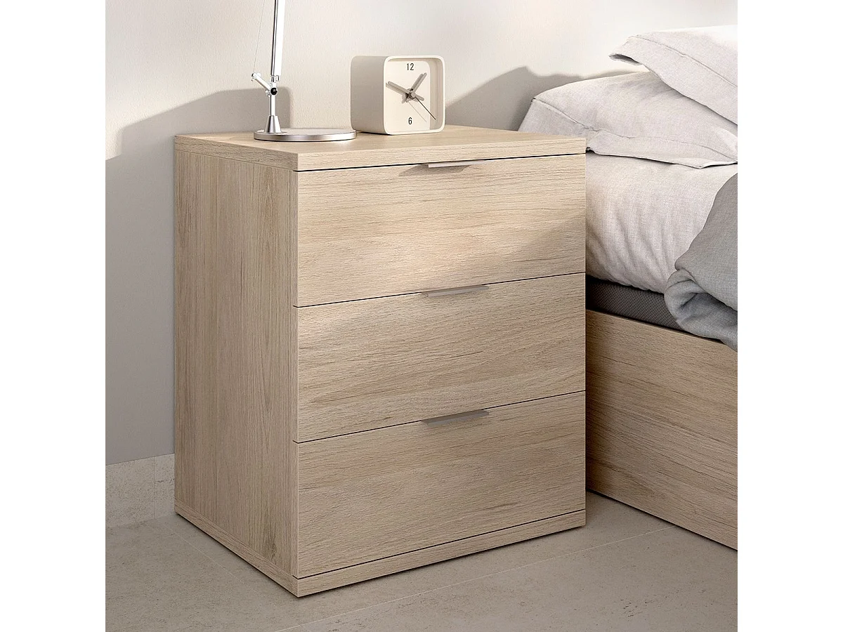 Pack de 2 mesitas de noche Rio 3 cajones natural 56,8x42x34,2 cm