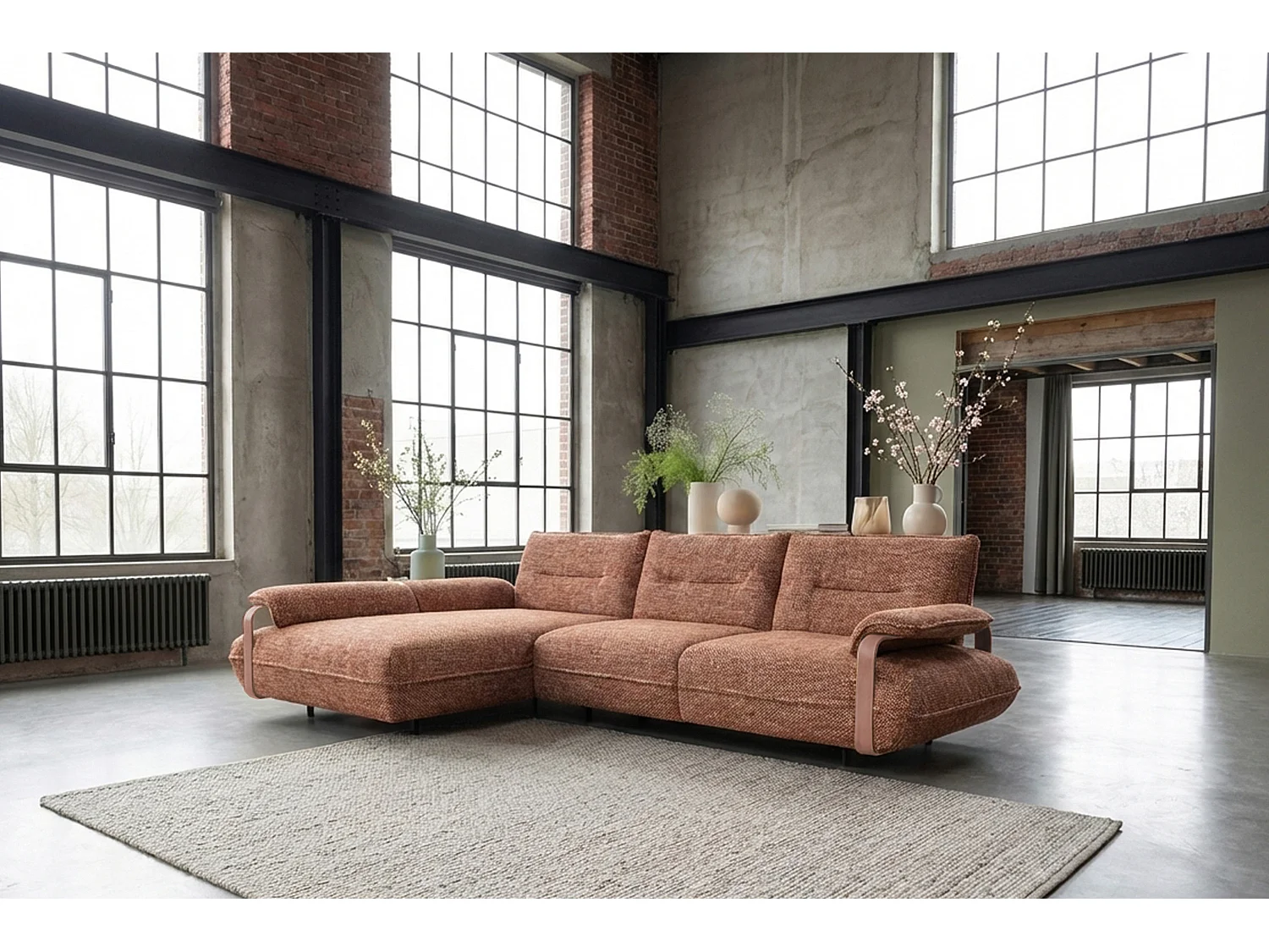 Ecksofa - Braun Flachgewebe - ANISSA