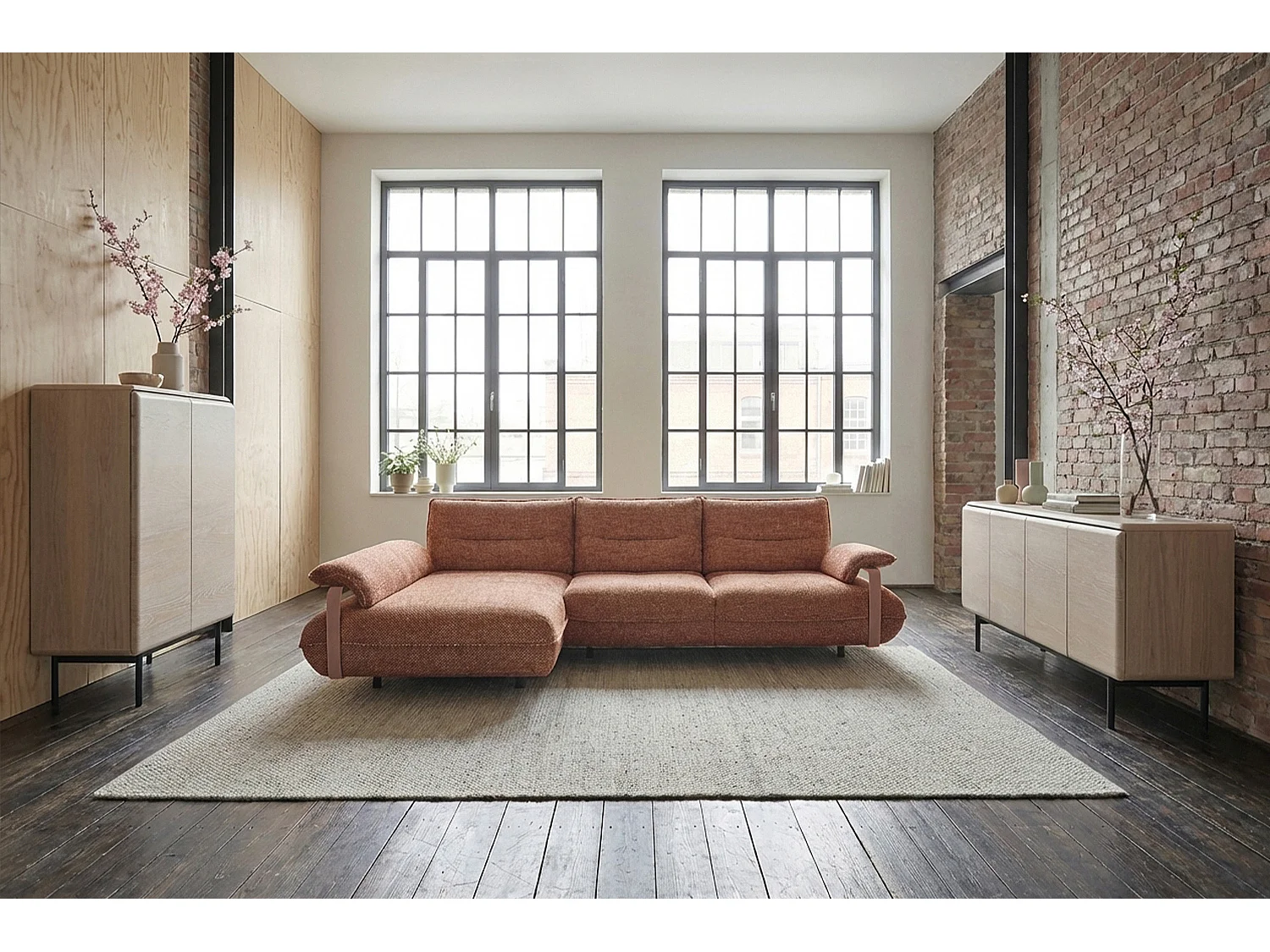 Ecksofa - Braun Flachgewebe - ANISSA