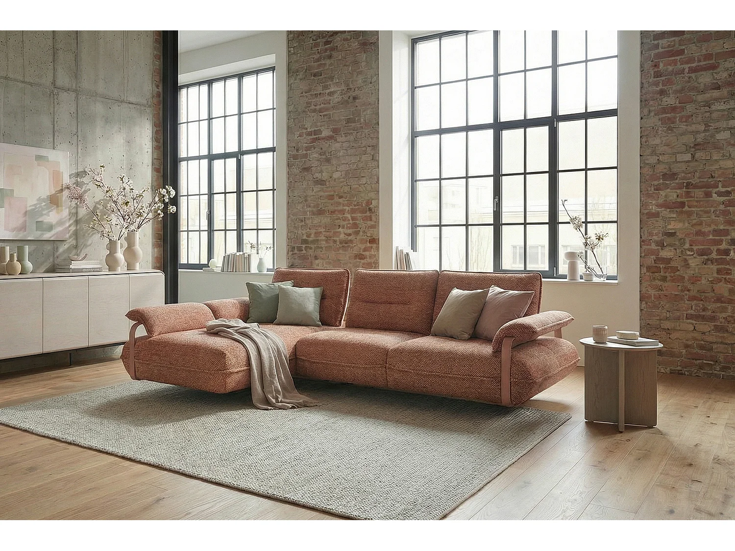 Ecksofa - Braun Flachgewebe - ANISSA